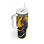 Personalized Parramatta Eels Tumbler With Handle Aboriginal Dot Art - Dreamtime Rugby Mascot