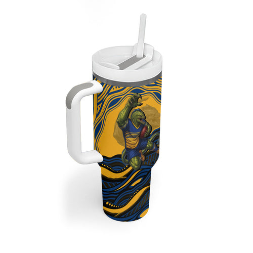 Personalized Parramatta Eels Tumbler With Handle Aboriginal Dot Art - Dreamtime Rugby Mascot
