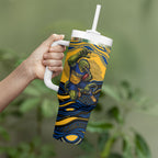 Personalized Parramatta Eels Tumbler With Handle Aboriginal Dot Art - Dreamtime Rugby Mascot