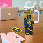 Personalized Parramatta Eels Tumbler With Handle Aboriginal Dot Art - Dreamtime Rugby Mascot