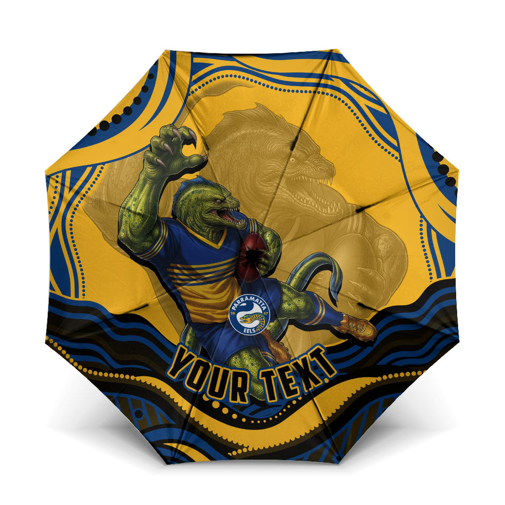 Personalized Parramatta Eels Umbrella Aboriginal Dot Art - Dreamtime Rugby Mascot