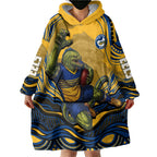 Personalized Parramatta Eels Wearable Blanket Hoodie Aboriginal Dot Art - Dreamtime Rugby Mascot