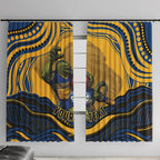 Personalized Parramatta Eels Window Curtain Aboriginal Dot Art - Dreamtime Rugby Mascot