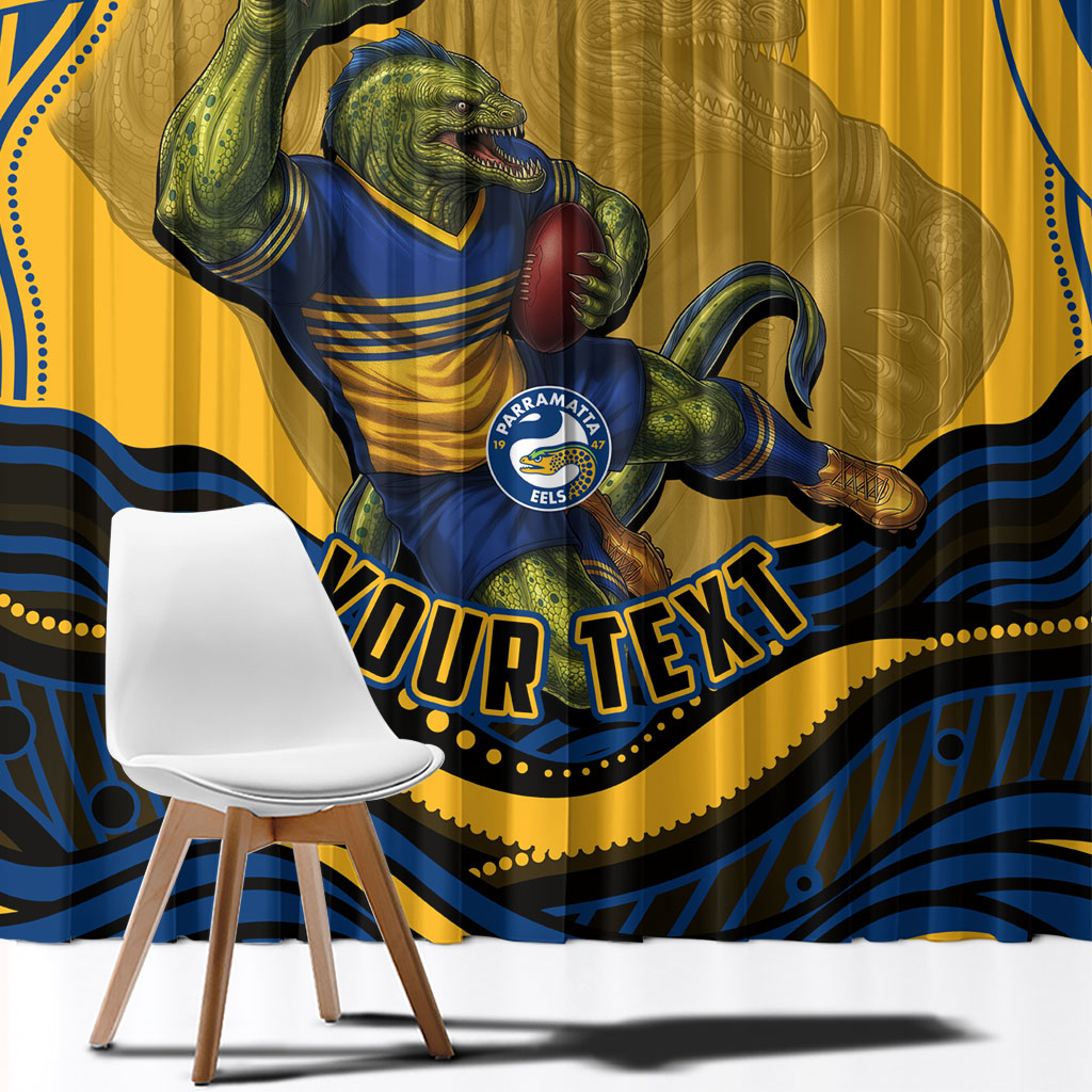 Personalized Parramatta Eels Window Curtain Aboriginal Dot Art - Dreamtime Rugby Mascot