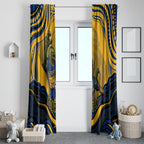 Personalized Parramatta Eels Window Curtain Aboriginal Dot Art - Dreamtime Rugby Mascot