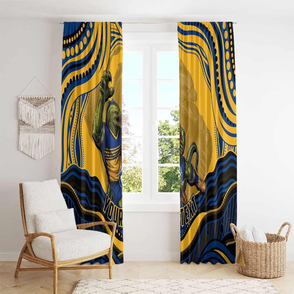 Personalized Parramatta Eels Window Curtain Aboriginal Dot Art - Dreamtime Rugby Mascot