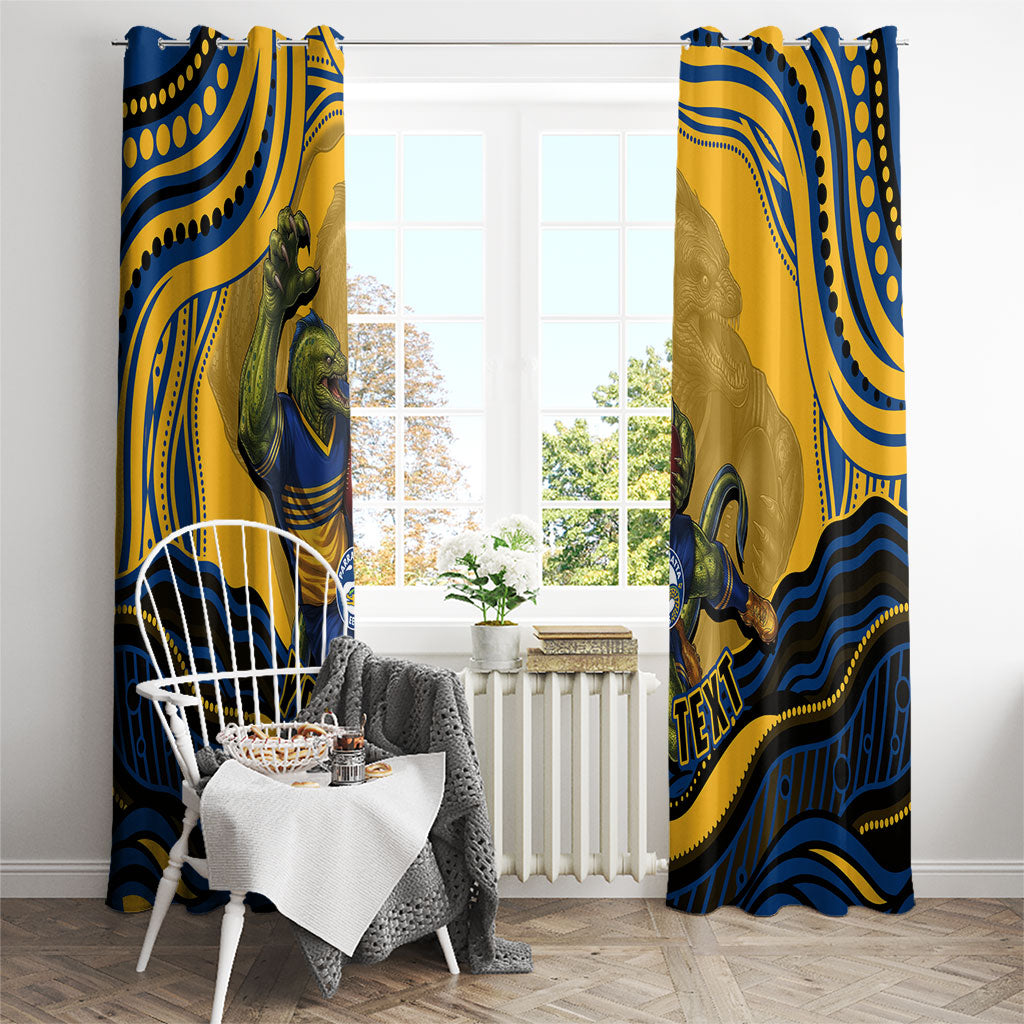 Personalized Parramatta Eels Window Curtain Aboriginal Dot Art - Dreamtime Rugby Mascot