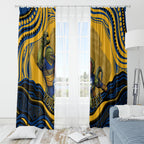 Personalized Parramatta Eels Window Curtain Aboriginal Dot Art - Dreamtime Rugby Mascot