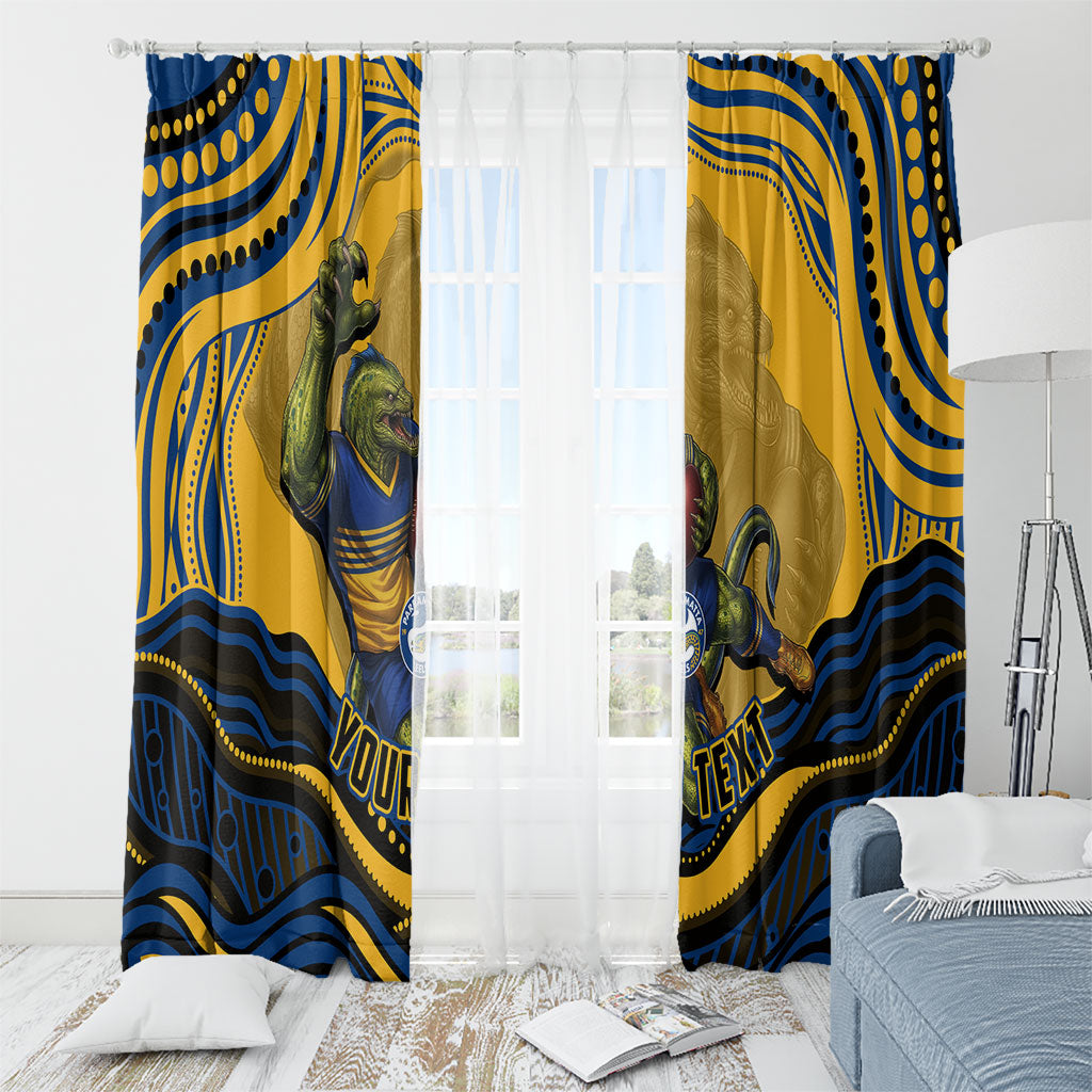 Personalized Parramatta Eels Window Curtain Aboriginal Dot Art - Dreamtime Rugby Mascot
