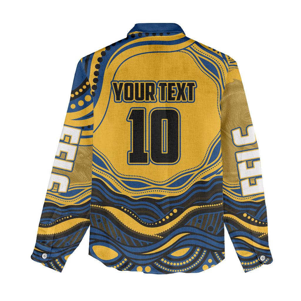 Personalized Parramatta Eels Women Casual Shirt Aboriginal Dot Art - Dreamtime Rugby Mascot