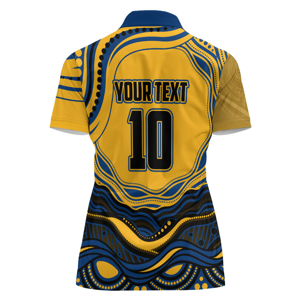 Personalized Parramatta Eels Women Polo Shirt Aboriginal Dot Art - Dreamtime Rugby Mascot