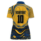 Personalized Parramatta Eels Women Polo Shirt Aboriginal Dot Art - Dreamtime Rugby Mascot