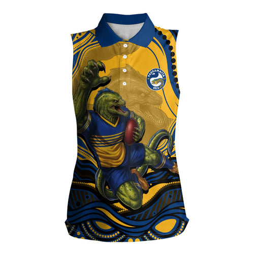 Personalized Parramatta Eels Women Sleeveless Polo Shirt Aboriginal Dot Art - Dreamtime Rugby Mascot