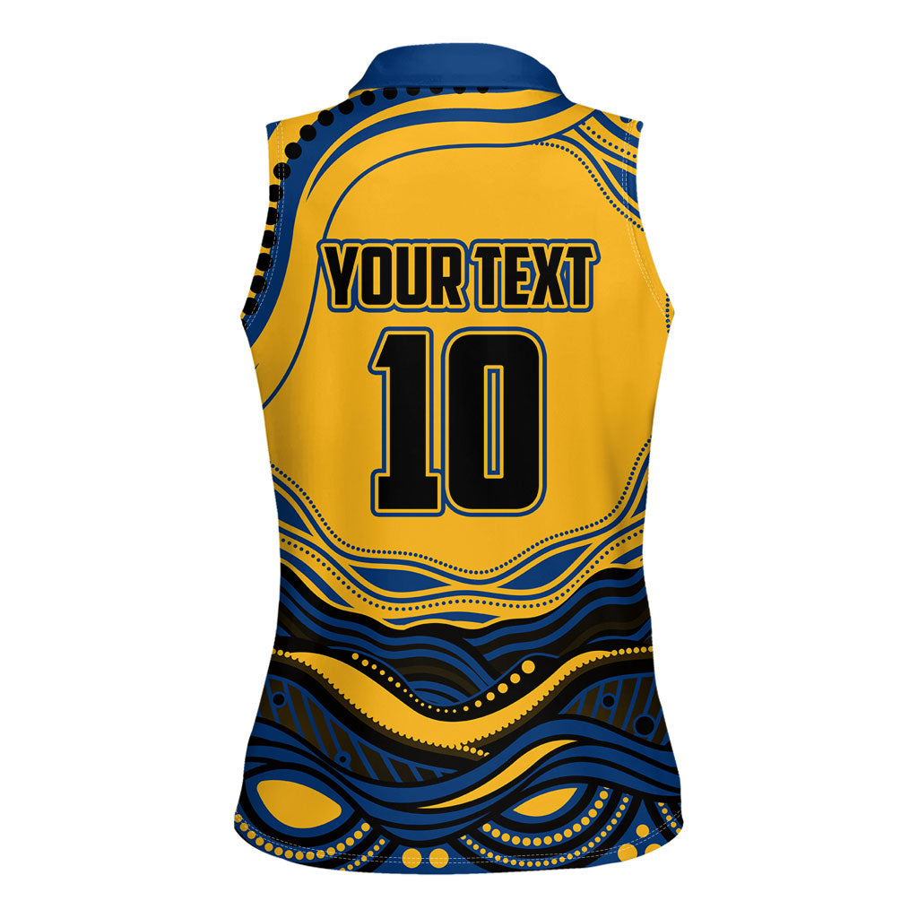 Personalized Parramatta Eels Women Sleeveless Polo Shirt Aboriginal Dot Art - Dreamtime Rugby Mascot