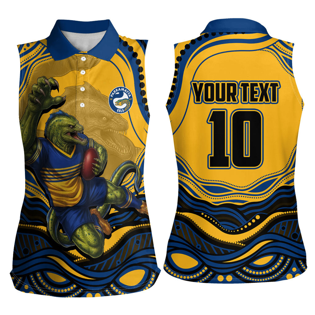 Personalized Parramatta Eels Women Sleeveless Polo Shirt Aboriginal Dot Art - Dreamtime Rugby Mascot
