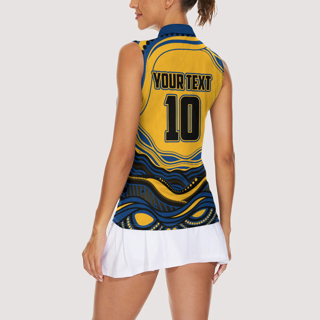 Personalized Parramatta Eels Women Sleeveless Polo Shirt Aboriginal Dot Art - Dreamtime Rugby Mascot