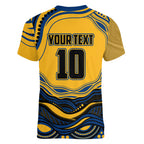 Personalized Parramatta Eels Women V-Neck T-Shirt Aboriginal Dot Art - Dreamtime Rugby Mascot