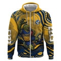 Personalized Parramatta Eels Zip Hoodie Aboriginal Dot Art - Dreamtime Rugby Mascot