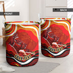 Personalized Redcliffe Dolphins Laundry Basket Aboriginal Dot Art - Dreamtime Rugby Mascot