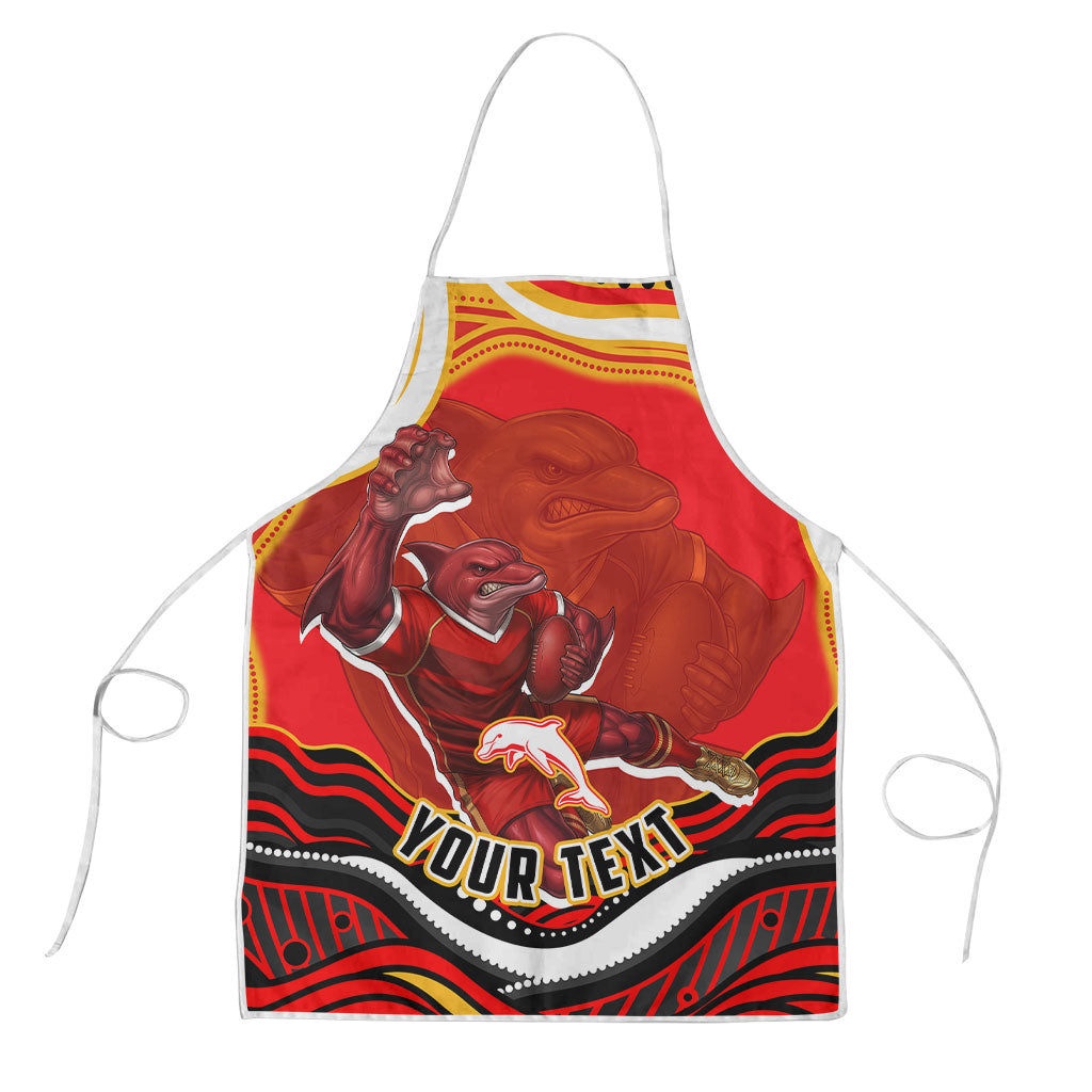 Personalized Redcliffe Dolphins Apron Aboriginal Dot Art - Dreamtime Rugby Mascot