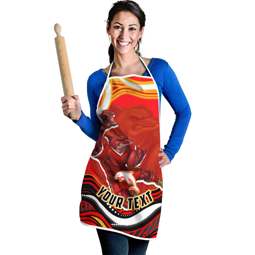 Personalized Redcliffe Dolphins Apron Aboriginal Dot Art - Dreamtime Rugby Mascot
