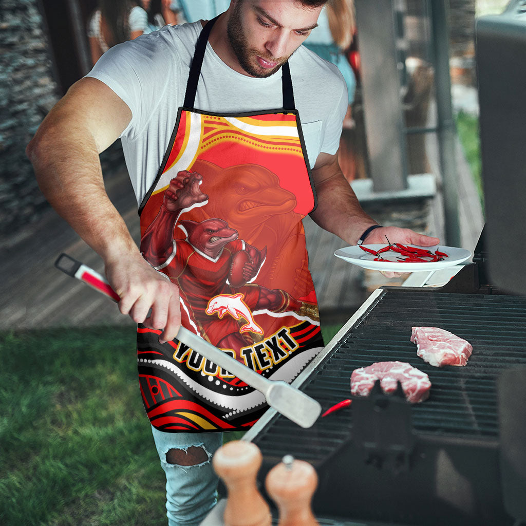 Personalized Redcliffe Dolphins Apron Aboriginal Dot Art - Dreamtime Rugby Mascot