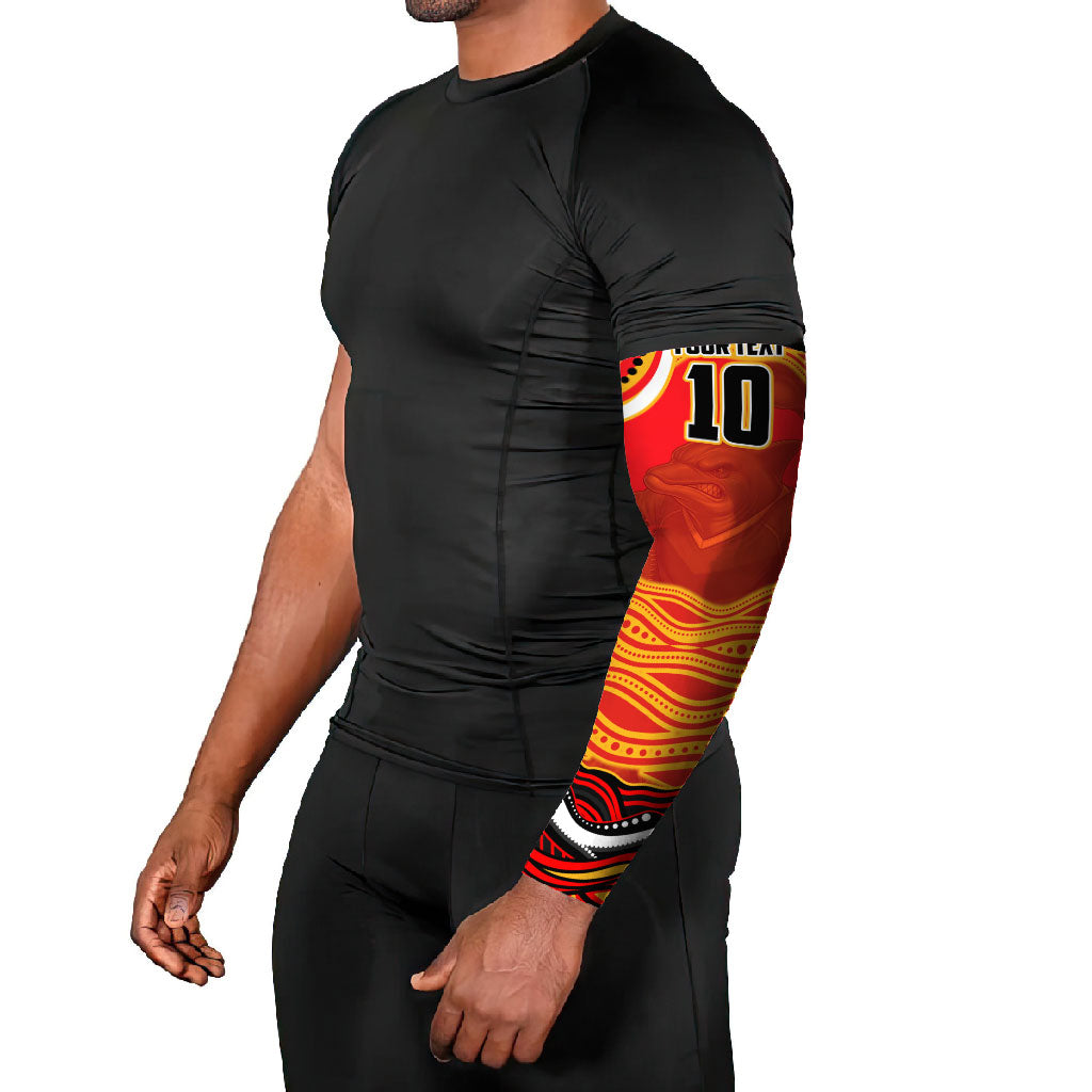Personalized Redcliffe Dolphins Arm Sleeves Aboriginal Dot Art - Dreamtime Rugby Mascot