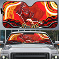 Personalized Redcliffe Dolphins Auto Sun Shade Aboriginal Dot Art - Dreamtime Rugby Mascot