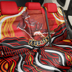 Personalized Redcliffe Dolphins Back Car Seat Cover Aboriginal Dot Art - Dreamtime Rugby Mascot