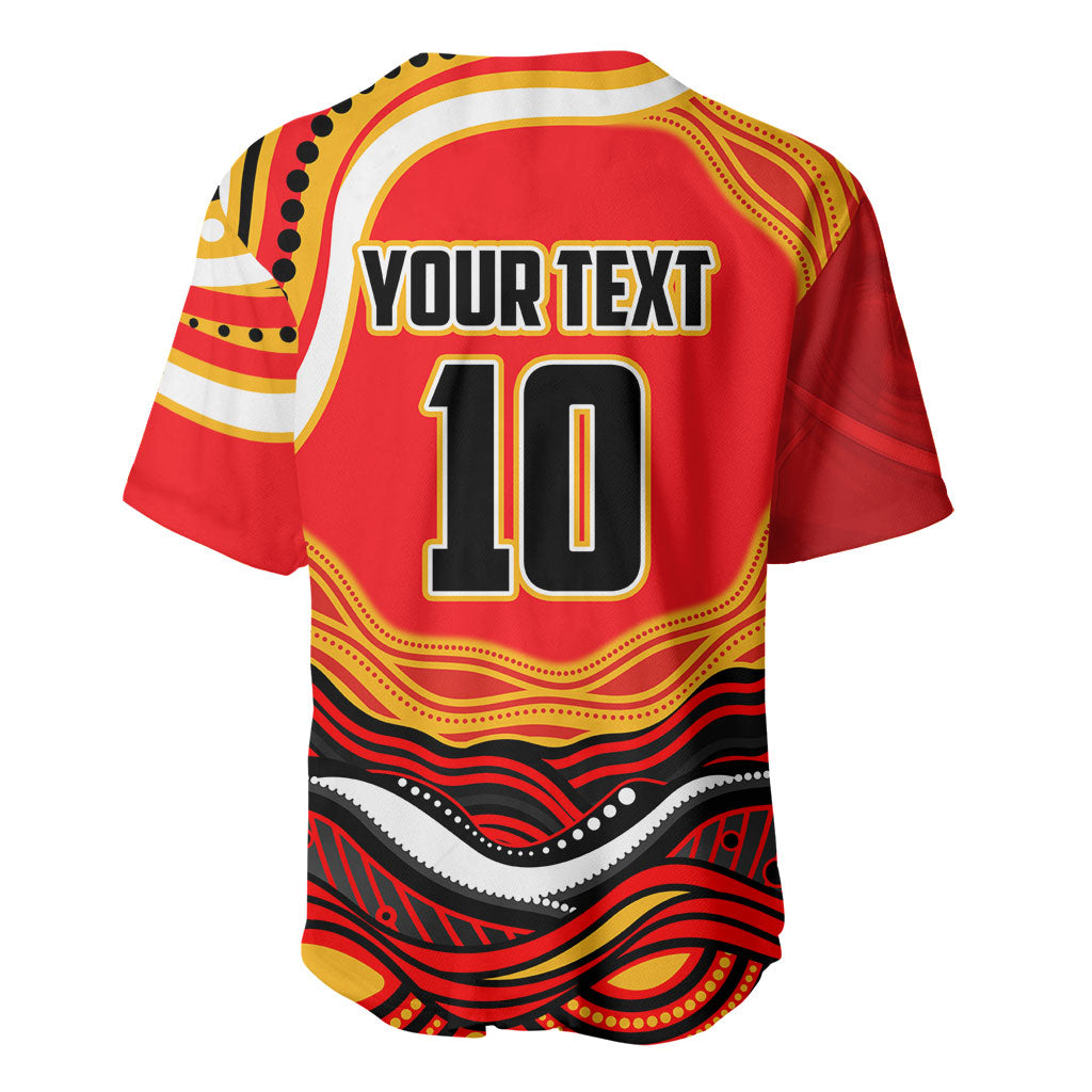 Personalized Redcliffe Dolphins Baseball Jersey Aboriginal Dot Art - Dreamtime Rugby Mascot