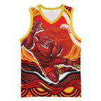 Personalized Redcliffe Dolphins Basketball Jersey Aboriginal Dot Art - Dreamtime Rugby Mascot