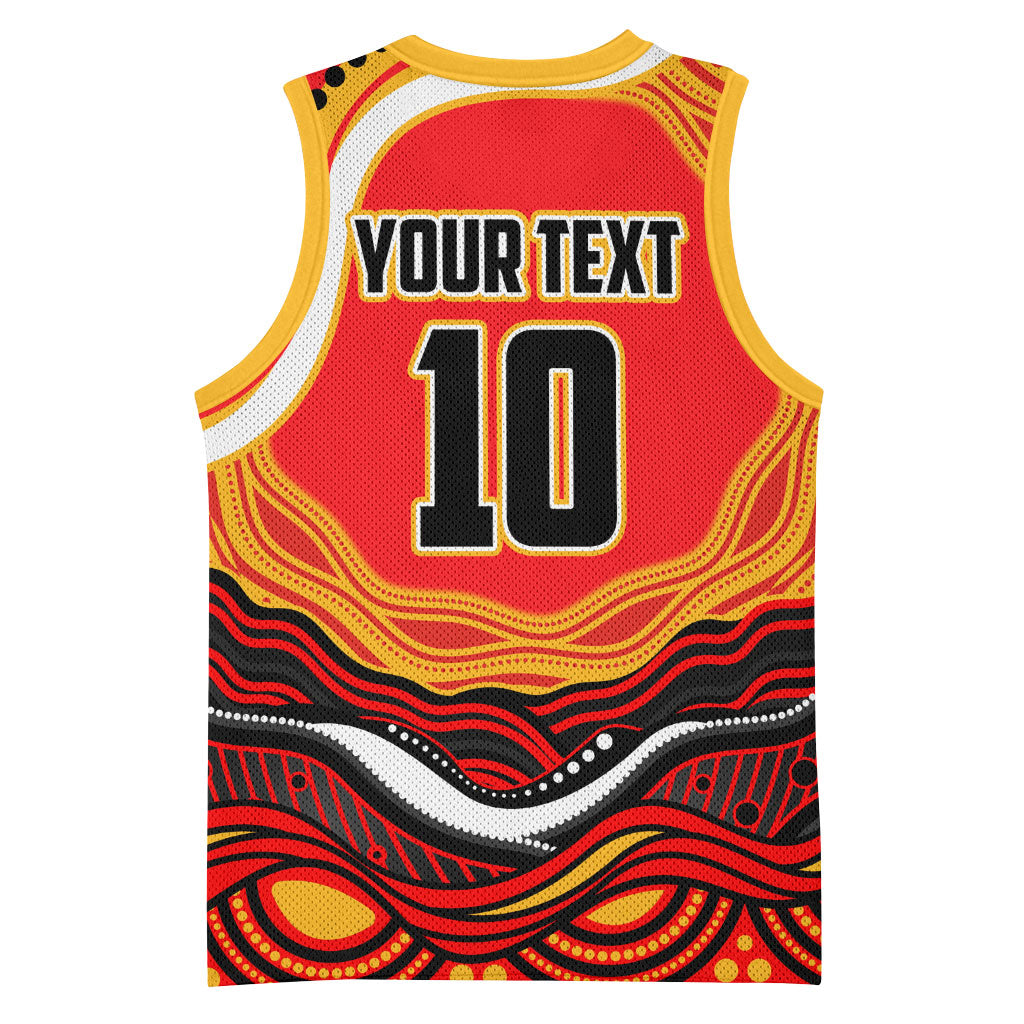 Personalized Redcliffe Dolphins Basketball Jersey Aboriginal Dot Art - Dreamtime Rugby Mascot