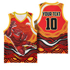 Personalized Redcliffe Dolphins Basketball Jersey Aboriginal Dot Art - Dreamtime Rugby Mascot