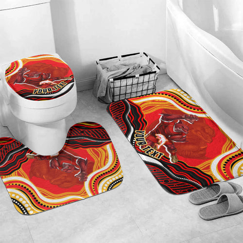 Personalized Redcliffe Dolphins Bathroom Set Aboriginal Dot Art - Dreamtime Rugby Mascot