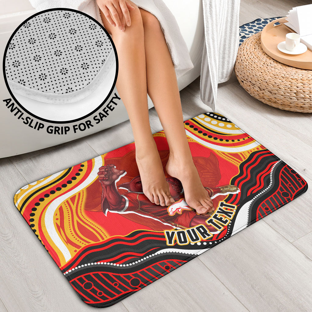 Personalized Redcliffe Dolphins Bathroom Set Aboriginal Dot Art - Dreamtime Rugby Mascot