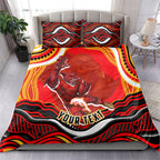 Personalized Redcliffe Dolphins Bedding Set Aboriginal Dot Art - Dreamtime Rugby Mascot