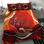 Personalized Redcliffe Dolphins Bedding Set Aboriginal Dot Art - Dreamtime Rugby Mascot