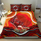 Personalized Redcliffe Dolphins Bedding Set Aboriginal Dot Art - Dreamtime Rugby Mascot