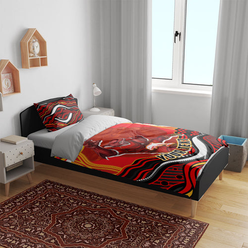 Personalized Redcliffe Dolphins Bedding Set Aboriginal Dot Art - Dreamtime Rugby Mascot