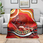 Personalized Redcliffe Dolphins Blanket Aboriginal Dot Art - Dreamtime Rugby Mascot