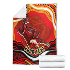Personalized Redcliffe Dolphins Blanket Aboriginal Dot Art - Dreamtime Rugby Mascot