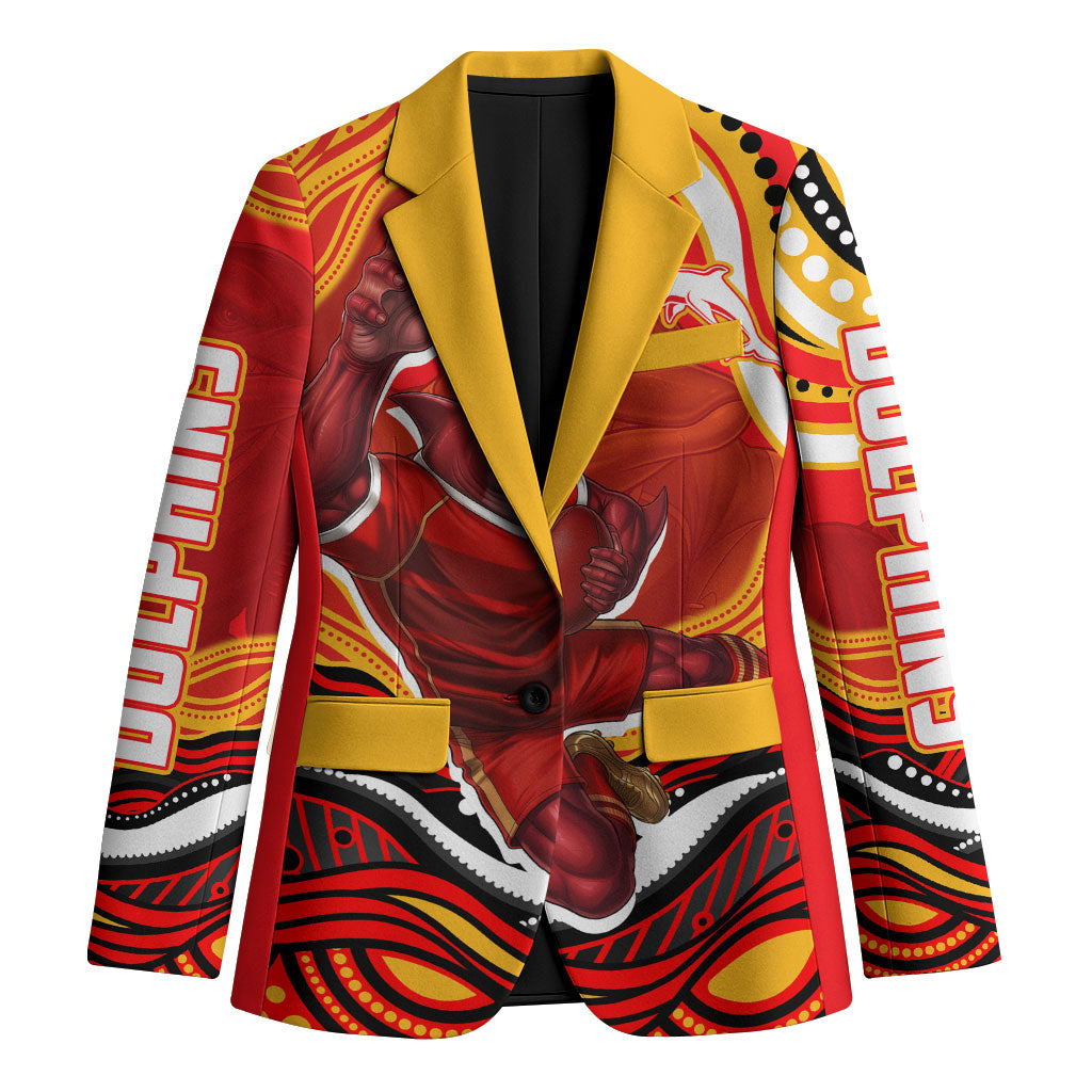 Personalized Redcliffe Dolphins Blazer Aboriginal Dot Art - Dreamtime Rugby Mascot