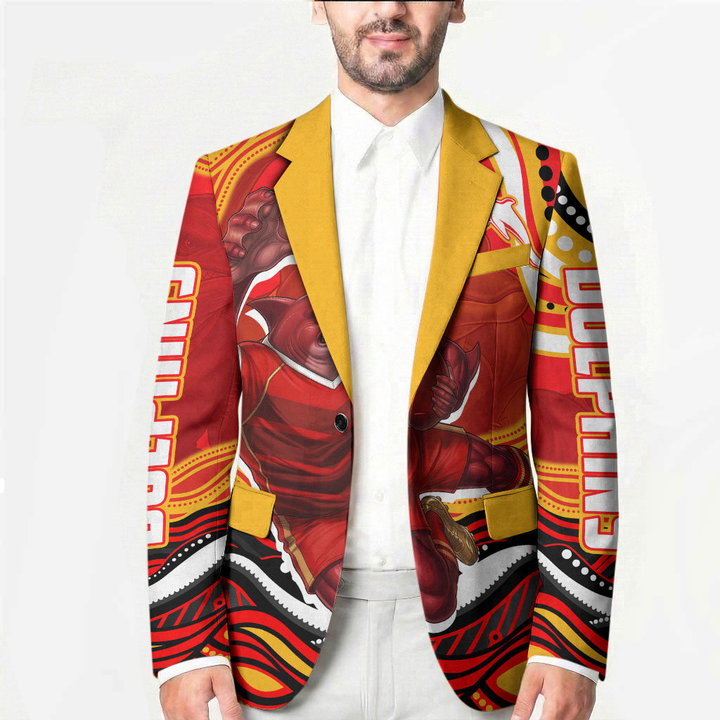 Personalized Redcliffe Dolphins Blazer Aboriginal Dot Art - Dreamtime Rugby Mascot