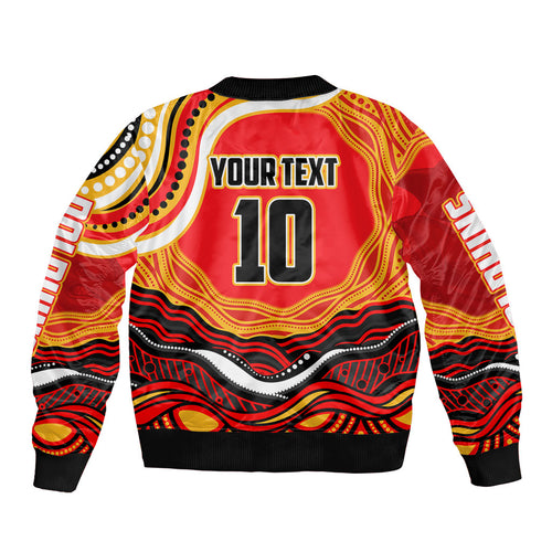 Personalized Redcliffe Dolphins Bomber Jacket Aboriginal Dot Art - Dreamtime Rugby Mascot