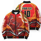 Personalized Redcliffe Dolphins Bomber Puffer Jacket Aboriginal Dot Art - Dreamtime Rugby Mascot