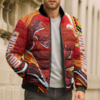 Personalized Redcliffe Dolphins Bomber Puffer Jacket Aboriginal Dot Art - Dreamtime Rugby Mascot