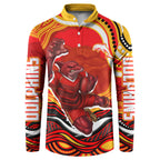Personalized Redcliffe Dolphins Button Sweatshirt Aboriginal Dot Art - Dreamtime Rugby Mascot