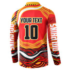 Personalized Redcliffe Dolphins Button Sweatshirt Aboriginal Dot Art - Dreamtime Rugby Mascot