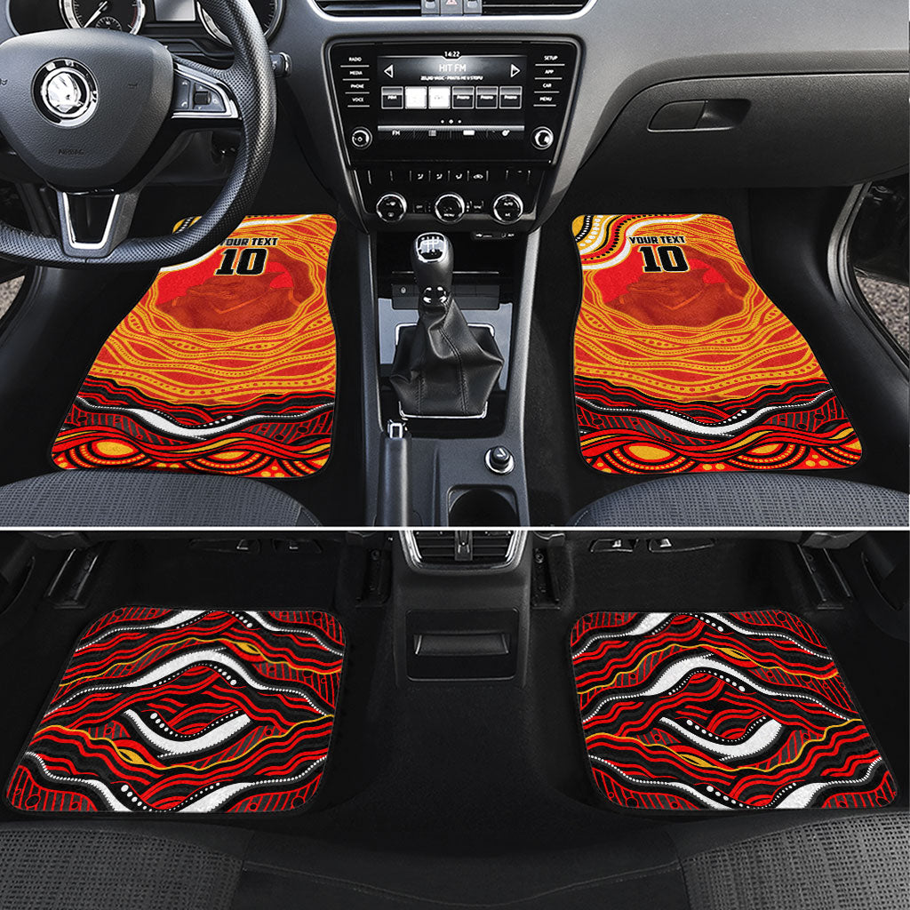 Personalized Redcliffe Dolphins Car Mats Aboriginal Dot Art - Dreamtime Rugby Mascot