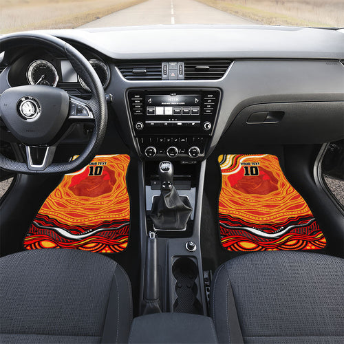 Personalized Redcliffe Dolphins Car Mats Aboriginal Dot Art - Dreamtime Rugby Mascot
